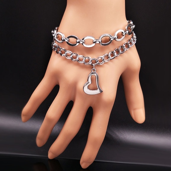 Stainless Steel Multi-Layer Heart ❤️ Bracelet - Picture 4 of 4